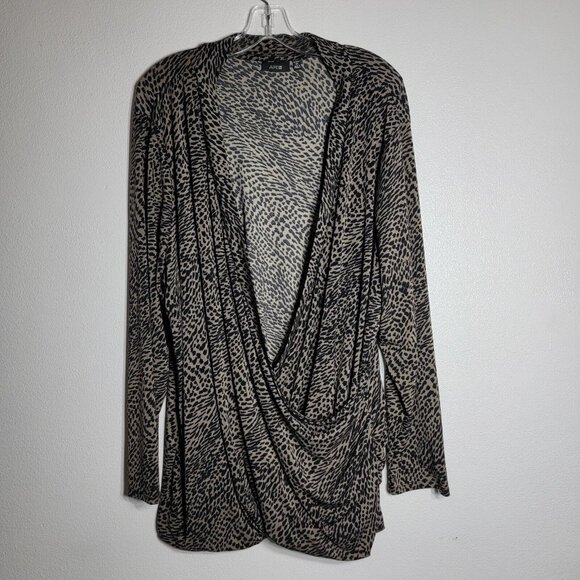 Apt 9 Animal Print Top Plus Size 3X Draped Front Long Sleeve Pullover Stretch - Picture 1 of 4